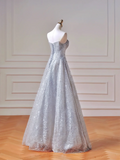 Modest Prom Dresses Aesthetic Ball Gown Strapless Blue Sequin With Scarf Impress Long Party Formal Gown For Teens High Schools Girls HZ0311