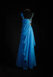 Vintage Prom Dresses 90s Formal A Line V Neck Blue Chiffon With Beadings Long Party Gowns Prom Dresses HZ0311