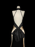 Vintage 1950s Mermaid Halter Champagne Satin With Backless Long Prom Dresses High School Senior Graduation Dance Evening Outfits HZ0311