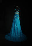 Vintage Prom Dresses 90s Formal Mermaid Spaghetti Straps Blue Chiffon With Beadings Long Party Gowns Prom Dresses HZ0311