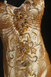 Vintage Prom Dresses 90s Formal Mermaid Halter Gold Silk Satin With Beadings Long Party Gowns Prom Dresses HZ0311