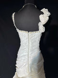 Women's Mermaid Boho Sleeveless White Lace Pleated Satin Long Vintage Fitted 70s Wedding Dresses HZ0311