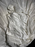 Women's Mermaid Boho Sleeveless White Lace Pleated Satin Long Vintage Fitted 70s Wedding Dresses HZ0311