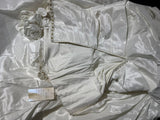 Women's Mermaid Boho Sleeveless White Lace Pleated Satin Long Vintage Fitted 70s Wedding Dresses HZ0311