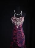 Vintage Prom Dresses 90s Formal Mermaid Sweetheart Grape Taffeta With Beadings Long Party Gowns Prom Dresses HZ0311