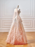 Sparkly Prom Dresses Aesthetic Ball Gown Sweetheart Ombre Pink With Beads Feathers Inspo Impress Long Party Formal Gown For Teenagers High Schools HZ0311