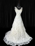 Rustic Long Wedding Gowns 70s Unique Ball Gown V Neckline Bohemian Style for Bride With Lace Fitted Petite/Plus Size Bridal Gown HZ0311