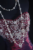 Vintage Prom Dresses 90s Formal Mermaid Sweetheart Grape Taffeta With Beadings Long Party Gowns Prom Dresses HZ0311