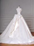 Timeless Wedding Dresses Ball Gown Strapless Satin Tulle Pleated Brides Dress Style For Brides With Pleated Corset Fitted Long Bridal Gowns HZ0311