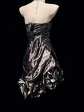 Vintage Sheath Strapless Grey Taffeta Hoco Gowns Short Birthday Dress Homecoming Dresses Hoco Gown HZ0311