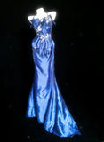 Retro 1950s Mermaid Spaghetti Strap Royal Blue Satin With Applique For Women Long Prom Dress Birthday Gowns HZ0311