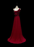Classic A Line Spaghetti Strap Burgundy Chiffon Sleeveless Long Prom Dresses High School Senior Graduation Dance Evening Outfits HZ0311