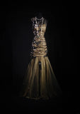 Women's Cocktail Party Gowns 90s Mermaid Black Tulle Green Satin Long Graduation Dinner Outfits Prom Dresses HZ0311