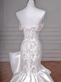 Timeless Wedding Dresses Mermaid Strapless White Sleeveless Lace Brides Dress Style For Brides With Corset Fitted Bridal Gowns HZ0311