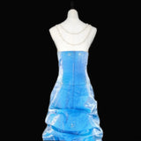 Vintage 1950s A line Strapless Blue Organza With Beads Long Prom Dresses High School Senior Graduation Dance Evening Gown HZ0311