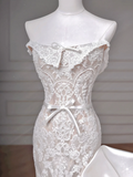 Timeless Wedding Dresses Mermaid Strapless White Sleeveless Lace Brides Dress Style For Brides With Corset Fitted Bridal Gowns HZ0311