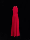 Simple Formal A Line Scoop Red With Beads Style Impress Long Prom Dresses Party Gowns HZ0311