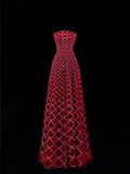 Modest Prom Dress Aesthetic Ball Gowns Strapless Burgundy Velvet Style Impress With Beadings Long Party Formal Gown HZ0311