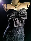 Retro 1950s Mermaid Spaghetti Strap Navy Blue With Lace Bodice For Women Long Prom Dress Birthday Gowns HZ0311