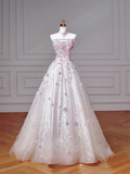 Beautiful Ball Gown Strapless White Sequins Long Formal Fancy With Beaded Prom Evening Dress Dinner Outfits Party Gowns For Teens HZ0311