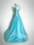 Classy Ball Gown One Shoulder Blue Satin With Beaded Bodice Tulle Sleeveless Long Prom Dresses Inspo Senior Sweet 16 Birthday Outfits HZ0311