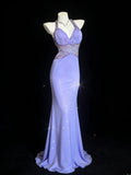 Retro 1950s Mermaid Halter Lilac With Beaded Bodice For Women Long Prom Dress Birthday Gowns HZ0311