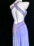 Retro 1950s Mermaid Halter Lilac With Beaded Bodice For Women Long Prom Dress Birthday Gowns HZ0311