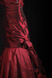 Women's Cocktail Party Gowns 90s Mermaid Square Neck Red Taffeta With Pleated Long Graduation Dinner Outfits Prom Dresses HZ0311