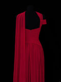 Classy A Line 1950s Formal One Shoulder Red Chiffon Pleated Style Impress Long Prom Dresses Party Gowns HZ0311