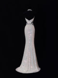 Classy Mermaid 1950s Formal High Neck White Sequins Style Impress Backless Long Prom Dresses Party Gowns HZ0311