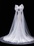 Timeless Wedding Gowns Dresses Romantic Mermaid Spaghetti Strap for Bride Tulle With Silver Beadings White Petite/Plus Size Bridal Gown For Women HZ0311
