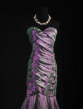 Vintage 80s Formal Mermaid Sweetheart Purple With Pleated Sleeveless Long Prom Dresses Party Formal Gowns HZ0311