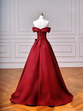 Elegant Ball Gown Off The Shoulder Burgundy Wine Red Long Formal Prom Evening Dresses Dinner Outfits Party Gowns HZ0311