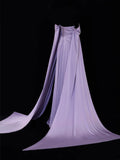Modest Prom Dresses Aesthetic Sheath Off The Shoulder Lilac Inspiration Style Impress With Sleeves Cape Long Party Formal Gown HZ0311