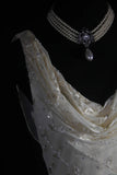 Chic Mermaid Cowl Neck White Lace High Low Chiffon With Beads Long Party Formal Women Prom Dresses HZ0311