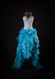 Vintage Ball Gowns Women's Cocktail Party Gowns High Low Sweetheart Blue With Tiered Beaded Tops Long Graduation Dinner Outfits Prom Dresses HZ0311