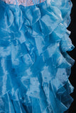 Vintage Ball Gowns Women's Cocktail Party Gowns High Low Sweetheart Blue With Tiered Beaded Tops Long Graduation Dinner Outfits Prom Dresses HZ0311