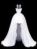 Wedding Gowns Dresses Elegant High Low Strapless Sequins White With Beadings Short Petite/Plus Size Bridal Gowns For Women HZ0311