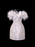 Wedding Gowns Dresses Elegant A Line Strapless Sequins White With Beadings Short Petite/Plus Size Bridal Gowns For Women HZ0311
