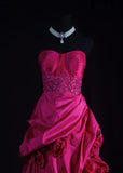 Retro Vintage 1960s Formal Ball Gown Fashion Sweetheart Hot Pink Satin With Beads Sleeveless Long Prom Dresses Party Formal Gowns HZ0311
