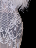Elegant Women's Mermaid Strapless With Feathers Appliques White Long Wedding Gowns Dresses HZ0311