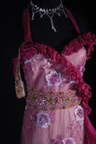 Vintage 50s 1950s Formal Mermaid Halter Hot Pink Pleated With Beads Sleeveless Long Prom Dresses Party Formal Gowns HZ0311