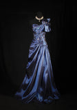 Retro Vintage 1960s Formal A line One Shoulder Fashion Navy Blue Satin With Beads Sleeveless Long Prom Dresses Party Formal Gowns HZ0311