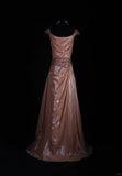 Retro Vintage 1960s Formal A line Square Neck Pink Fashion With Beads Cap Sleeves Long Prom Dresses Party Formal Gowns HZ0311