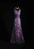 Vintage 50s 1950s Formal Mermaid Halter Purple Tiered Taffeta Pleated With Beads Sleeveless Long Prom Dresses Party Formal Gowns HZ0311
