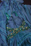Retro Vintage 1960s Formal A line Halter Blue Fashion With Beads Long Prom Dresses Party Formal Gowns HZ0311