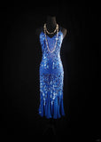 Retro 50s 1950s Formal Sheath Spaghetti Strap Royal Blue With Gem Beads Sleeveless Mid Length Prom Dresses Party Formal Gowns HZ0311
