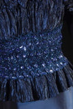 Retro 70s 1960s Formal A Line Strapless Navy Blue With Gem Beads Jacket Sleeveless Long Prom Dresses Party Formal Gowns HZ0311