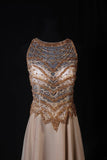 Sparkly Prom Dresses Aesthetic A Line Scoop Neck Champagne Chiffon With Beads Inspo Party Semi Formal Gown For Senior Teens High Schools HZ0311