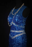 Sparkly Prom Dresses Aesthetic Sheath Royal Blue Sequin With Beads Inspo Impress Long Party Semi Formal Gown For Senior Teens High Schools HZ0311